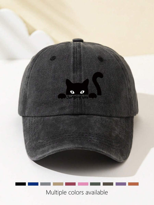 1 Stück Damen Baseball Kappe mit Katzen-Motiv, modischer, atmungsaktiver und vielseitiger Sonnenhut mit verstellbarem Umfang, süßes Tiermuster, geeignet für tägliche Fahrten, Studium, Arbeit, Treffen, Outdoor-Sport, Camping, Urlaub, Paar-Geschenk