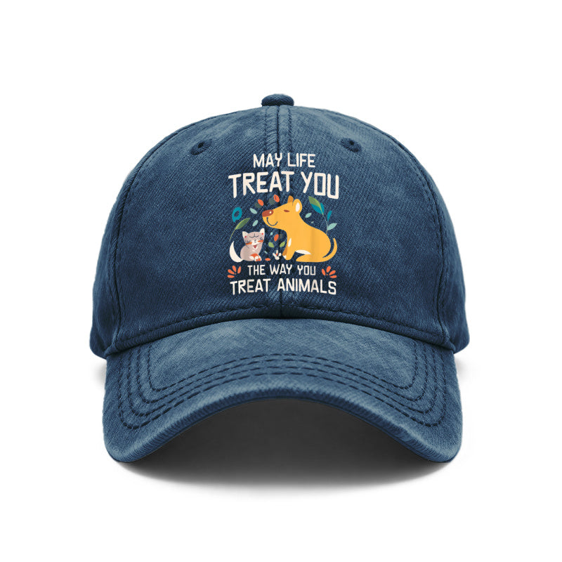 1pc Vintage Washed Unisex Baseball Cap with Animal Care And Kindness Design - Adjustable, Unisex, with Cat And Dog Pattern Print, Suitable As a Casual Outdoor Hat Gift for Pet Lovers, Vintage Style Suitable for Daily Wear And Gifting