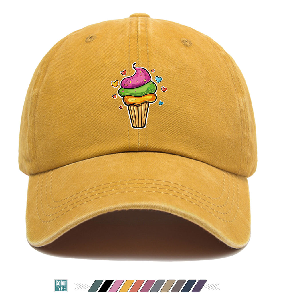 1pc Colorful Cream Cake Print Baseball Cap, Sweet Cute Sun Hat, Fashionable Individual Aesthetic Unisex Cap, Adjustable Size Street Trendy Hat, Bestie Outing Hat, Suitable for Daily Commute, Dates, Parties, Amusement Parks, Afternoon Tea