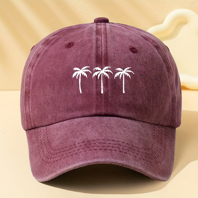 Summer New Trendy Brand Coconut Tree Print Baseball Cap Men's Casual Versatile Duckbill Cap Breathable Outdoor Sports Cap Father's Day Gift for Dad Husband Practical Goodies
