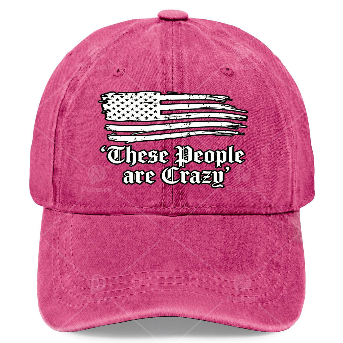 These People Are Crazy USA Flag Vintage Baseball Suitable for &, Retro Washed Unisex Hat with Full-Body Flag Print, Lightweight Round for 4th of, Games, Casual Wear