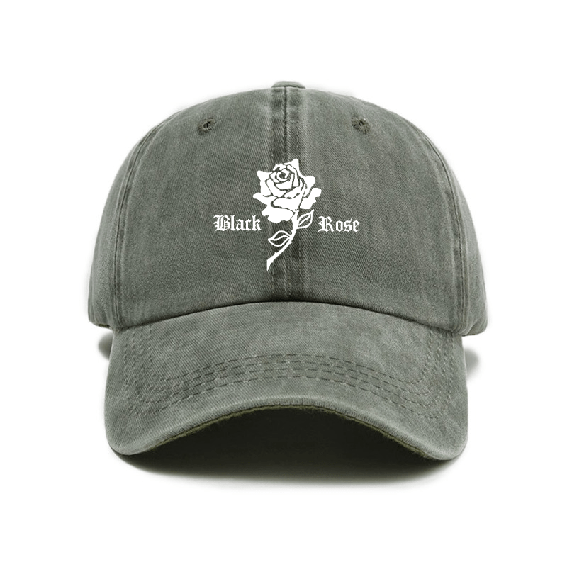 Vintage Washed Baseball Cap with Rose Print Decor, Casual Fit Suitable for Daily Streetwear, Adjustable Unisex Vintage Style Hat