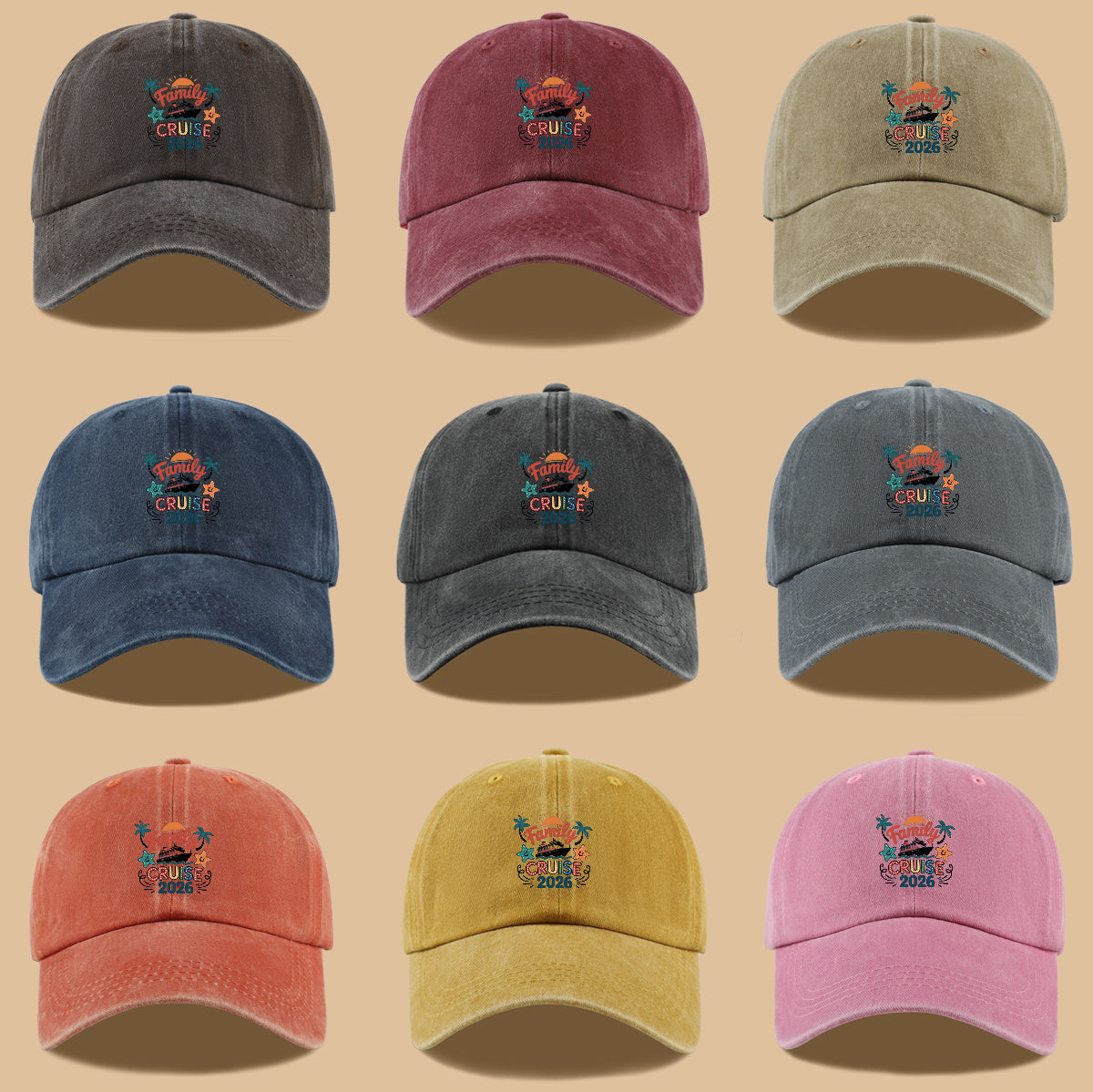 1pc "Family Mail Steamer 2025.98inch" Themed Printed Baseball Cap, Fun Cartoon Mail Steamer Ship, Stars, Palm Trees, Sunset Pattern, Fashionable Casual Sun Hat, Unisex, Adjustable Size, Dad's Fishing Hat, Mom's Vacation Hat, Suitable for Family