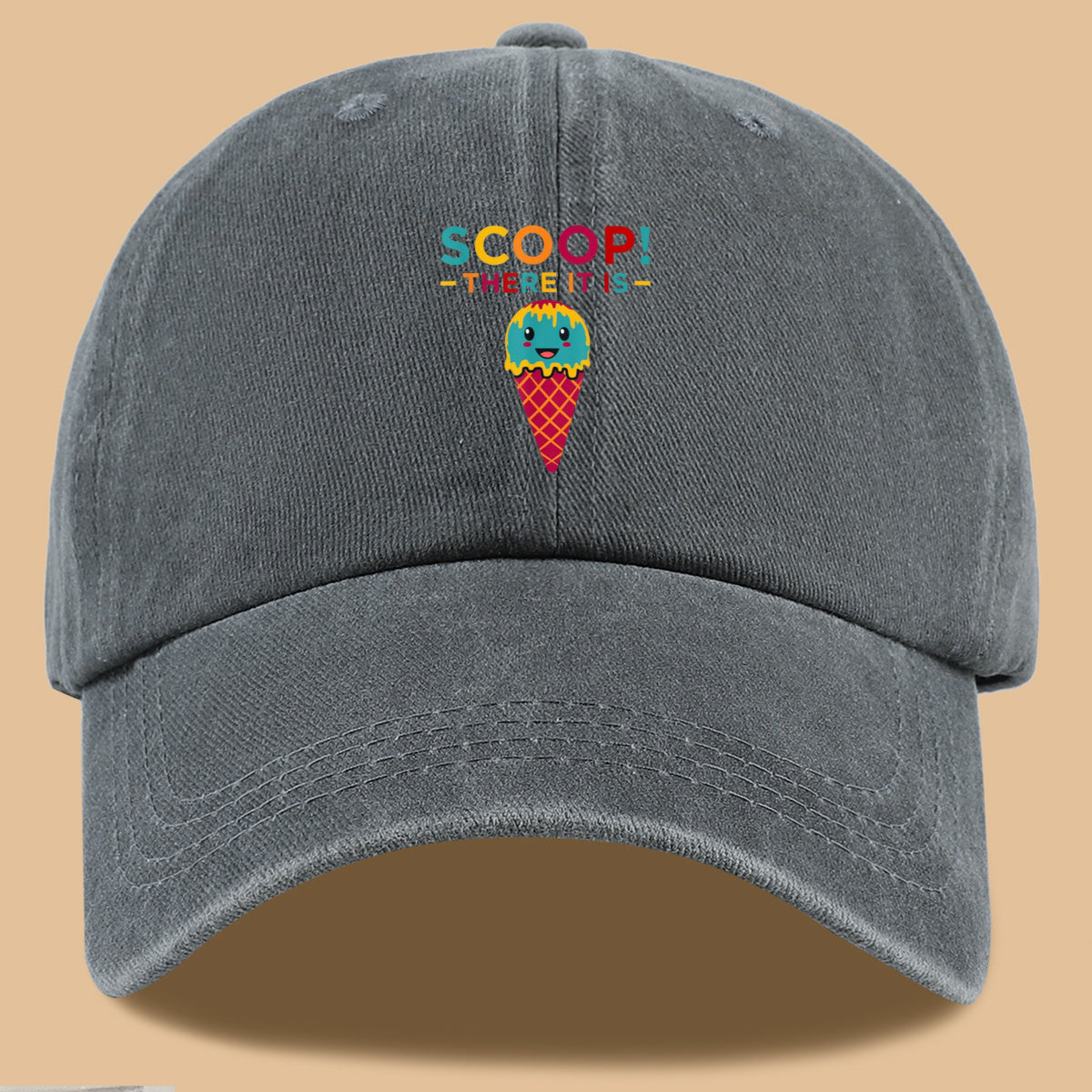 1pc 1pcs Fun Ice Cream Print Baseball Cap with Scoop! There It Is! - Adjustable Unisex Breathable Sun Hat Suitable for &, Summer Outdoor Parties, Picnic, Travel, Casual Wear - Cute, Amusement Parks