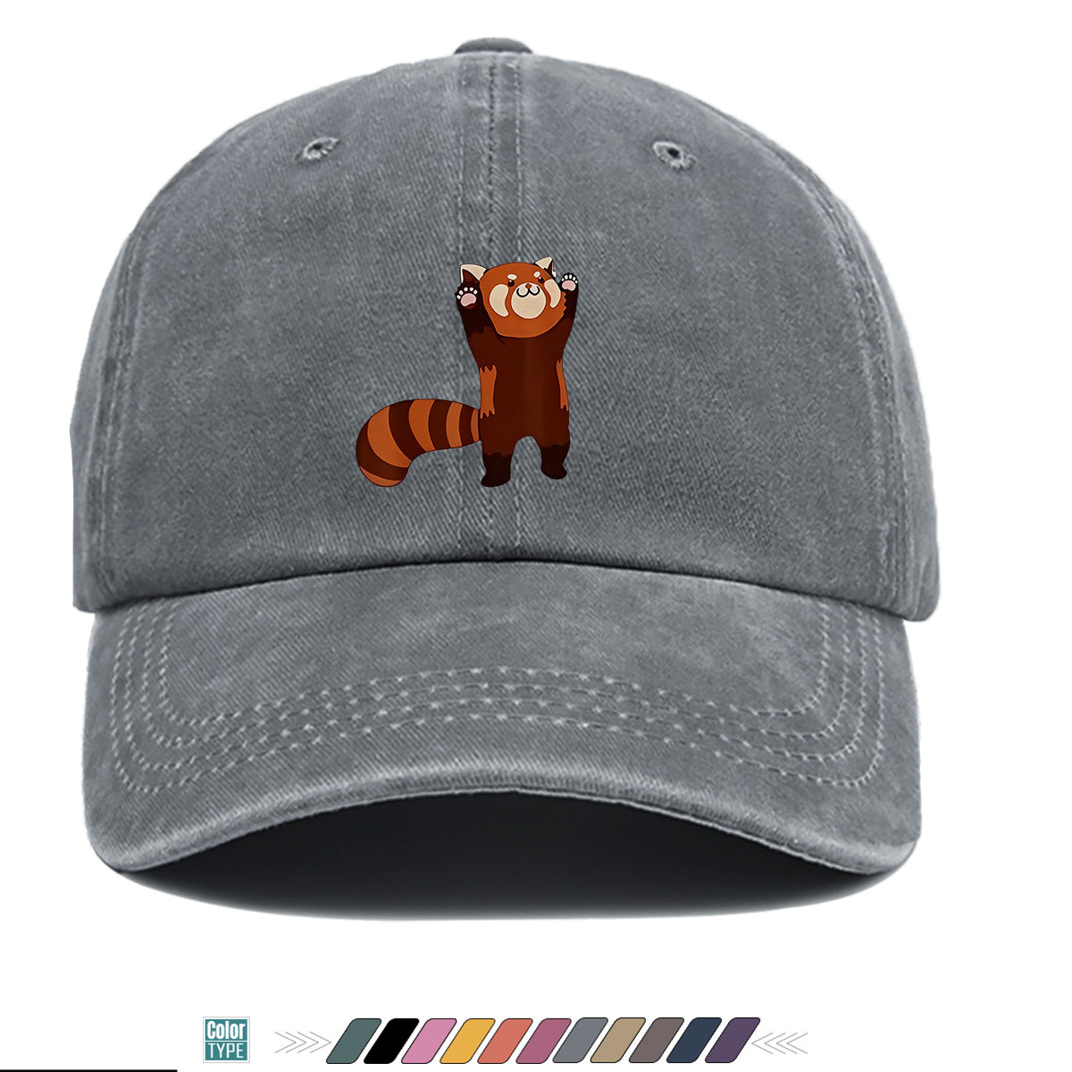 1pc Cartoon Red Panda Printed Baseball Cap, Cute Animal Pattern Sun Hat, Adorable Age-Reducing Fashion Hat, Unisex Adjustable Duckbill Cap, Couple Outing Hat, Casual Leisure Hat, Outdoor Play Sun Hat, Picnic Photography Hat, Bestie Matching Hat