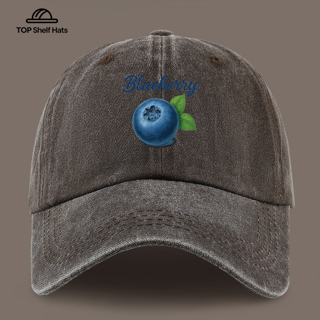 1pc Blueberry-Themed Realistic Fruit Print Baseball Cap, Comfortable And Breathable Sun Hat, Fashionable Easy And Aesthetic Unisex Baseball Cap, Adjustable Size, Trucker Cap, Beach Vacation Hat, Suitable for Outdoor Picnics, Camping, Shopping