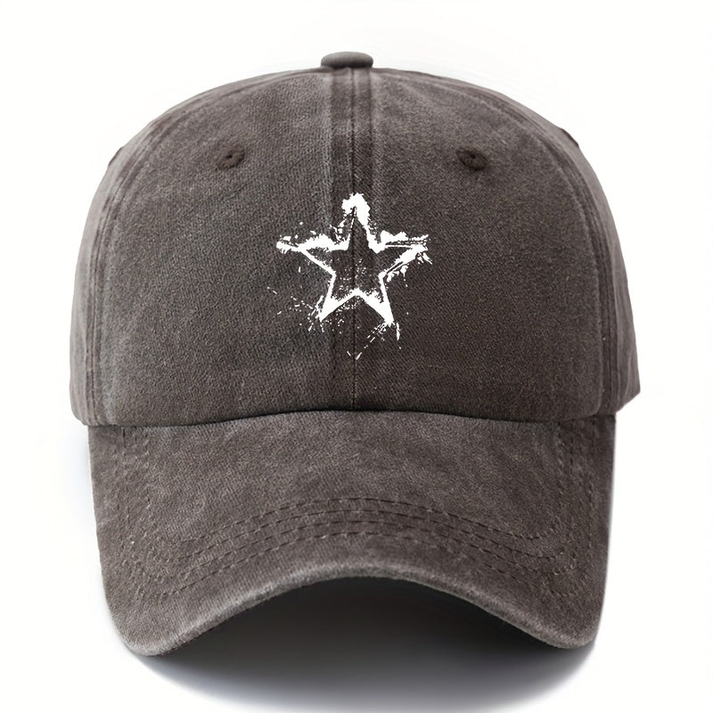 A Unisex Baseball Cap with a Printed Five-star Pattern, Adjustable Size, Lightweight and Sun-protective for Outdoor Use, Suitable for Truckers, Outdoor Activities, Camping, Vacations, and Casual Occasions.