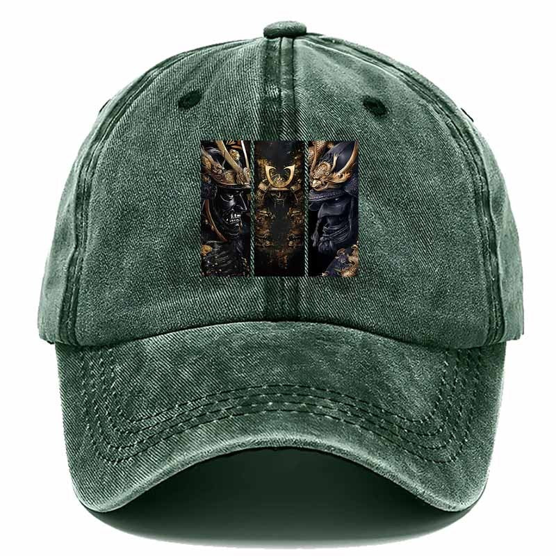 Ancient-Style Warrior Baseball Cap with Three Samurai Dragon Motifs-Essential for Themed Events And Role-Playing.