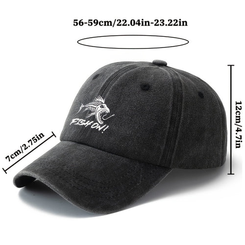 1 Unisex Fashion Printed Fishbone FISH ON Baseball Cap | Classic Vintage Washed Lightweight Curved Brim, Ideal for Outdoor Travel, Camping, Casual Daily Wear, Hip-Hop Festivals |, Woven, Brand: MAKEFGE