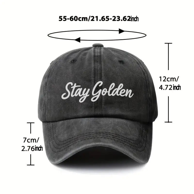 1P 1pc, "Stay Golden" Adjustable Baseball Cap, Lightweight Printed Women's Hat, "Printed Trend" Men's Fashion Cap, an Ideal Gift for Weddings, Parties, and Birthdays.