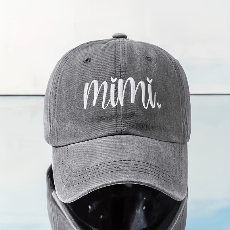Unisex Y2K Style Embroidered MIMI Washed Baseball Cap, Suitable for Outdoor Sports And Everyday Wear