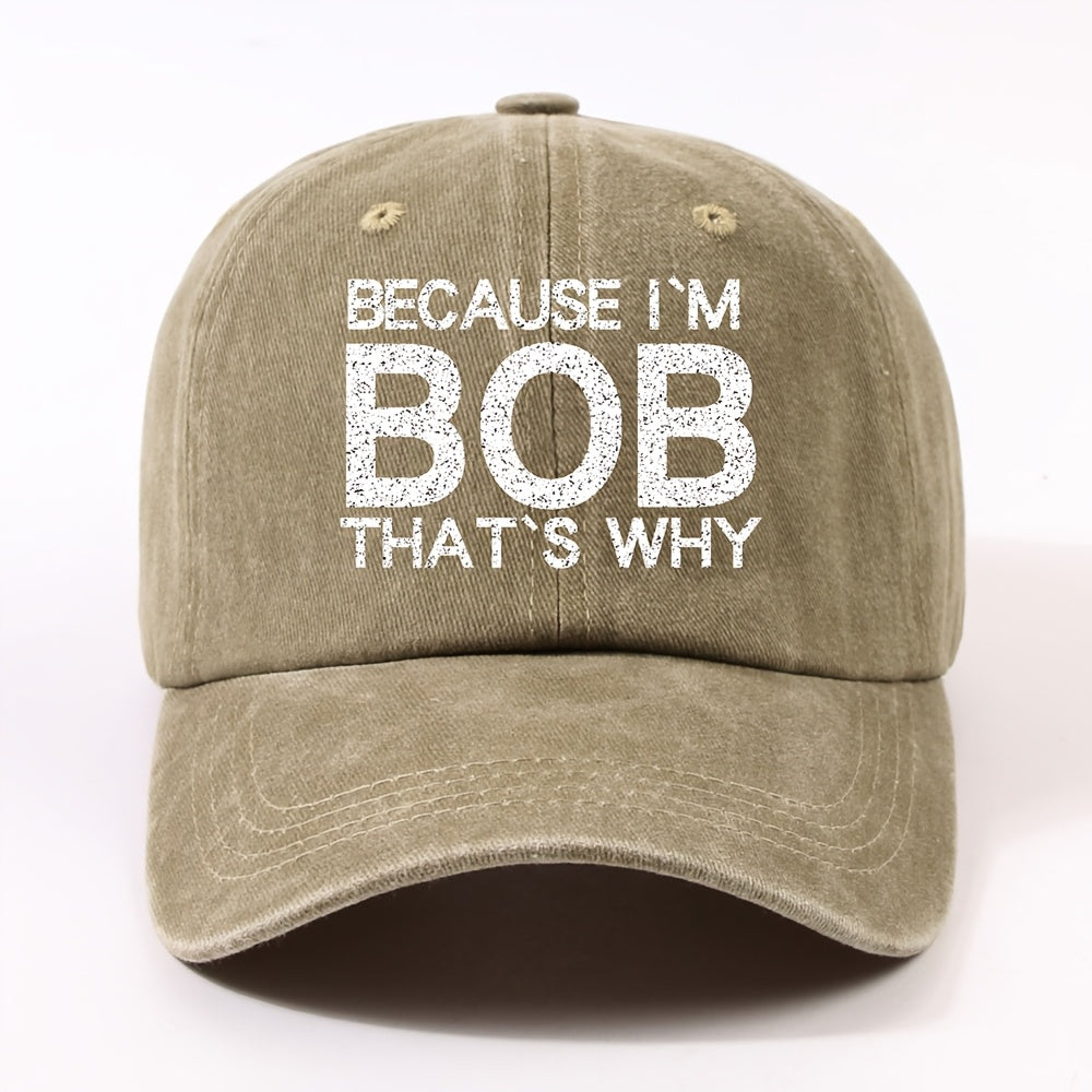 1 Fashion BOB Letter Embroidered Trendy Baseball Cap Unisex Outdoor Adjustable Dad Hat Street Cycling Face Slimming Versatile Curved Brim Baseball Cap