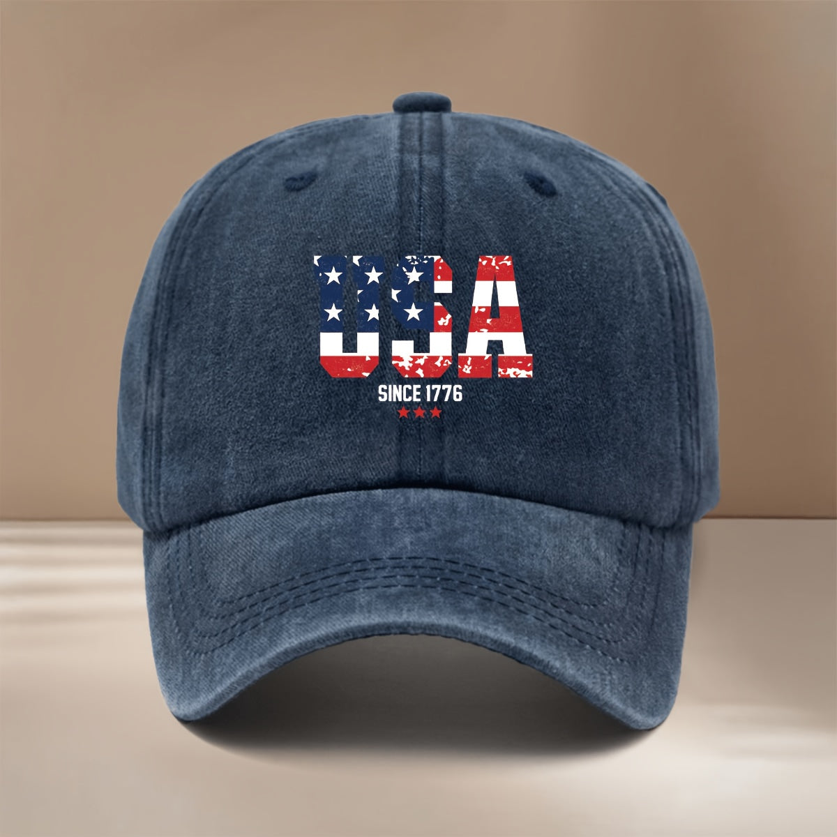 A Comfortable And Lightweight Baseball Cap Featuring The Text 'USA1776', Designed in a Trendy Hip-Hop Style with a Textured Feel. This Unisex Curved-Brim Cap Is Adjustable in Size, Made of Six Panels
