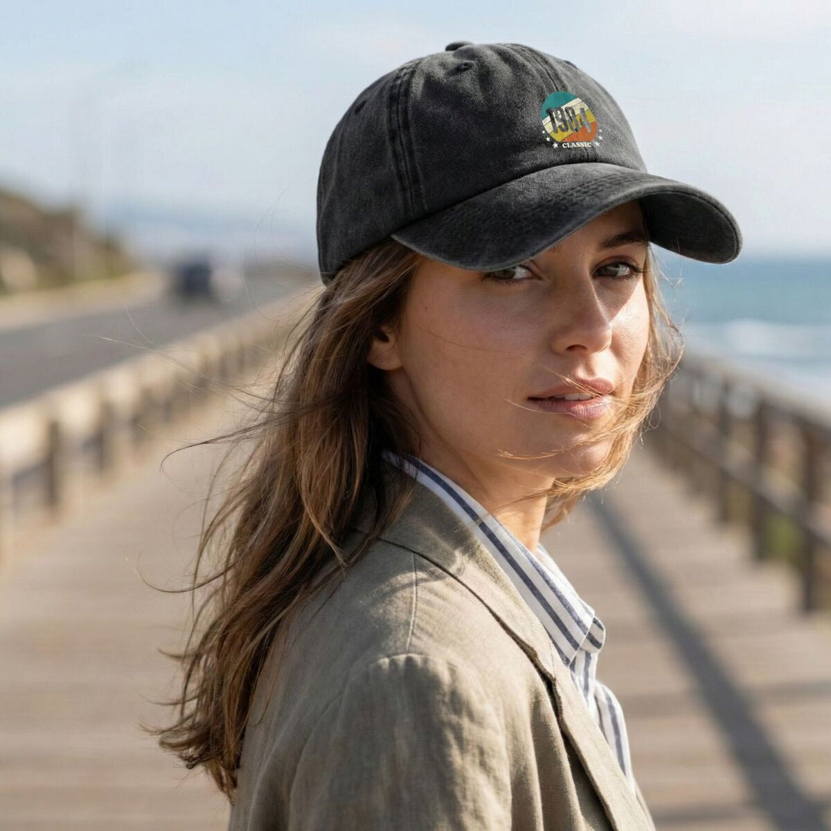 1984 Classic-Inspired, '1984 Classic' Text Color Design Vintage Washed Distressed Duckbill Cap Unisex Outdoor Baseball Cap Adjustable Washed Vintage Style Lightweight Breathable Golf Cap