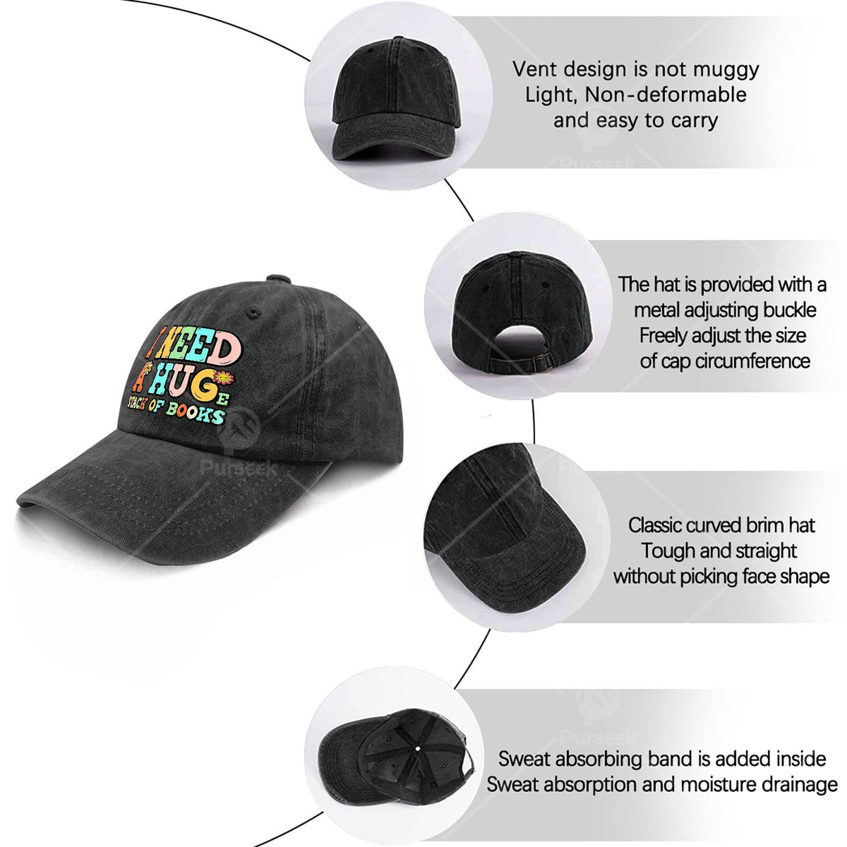 Vintage Bookworm Baseball Cap - Full Book Print Design, Suitable for Reading Enthusiasts, As a Christmas Gift, for Book-Themed Events, And for Everyday Casual Wear. Unisex Design, with a Round Top And Flat Brim