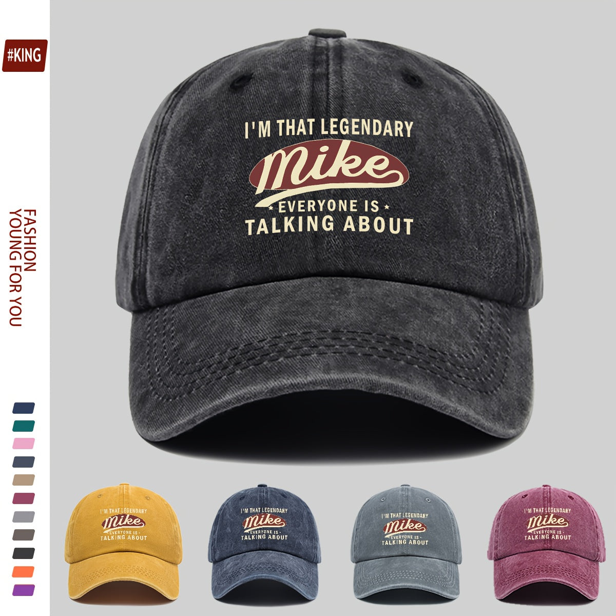 1pc Vintage Trucker Hat with "I'M That Legendary Mike" Print - Adjustable Snapback Baseball Cap, Lightweight And Breathable, Suitable for Outdoor Activities, Fishing, Hiking