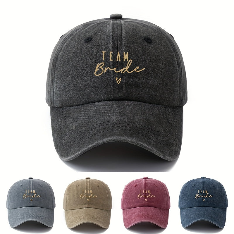 "TEAM Bride" Embroidered Baseball Cap - Stylish Black, Olive Green, Pink, And Navy Blue Options, Casual & Outdoor Lightweight Trucker Hat with Adjustable Snapback, Casual Headwear | Embroidered Design | Lightweight