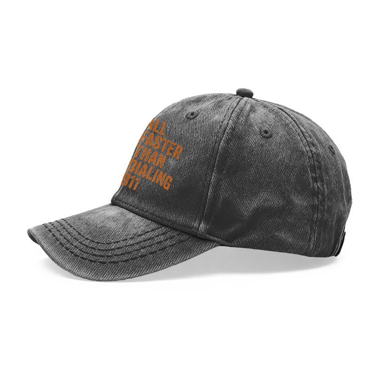 A Vintage Washed Unisex Baseball Cap with "Faster Than Dialing 911" Print, 22, 380, 9Mm Caliber, Adjustable to Sizes 40 And 45, Suitable for Outdoor Activities And Everyday Casual Wear, a Unisex Gift for Friends, Suitable for All Seasons