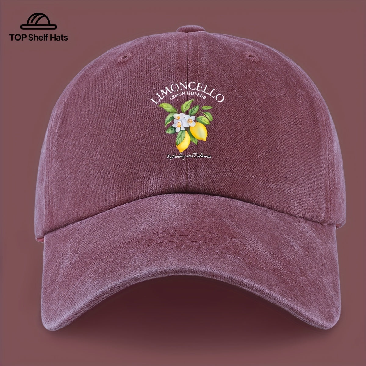 70G Lightweight And Breathable 1pc "Limon Cello" English Print Baseball Cap with Refreshing Lemon Pattern Print, Breathable And Comfortable, Stylish And Beautiful, Black Papa Dad Hat, Adjustable Size, Unisex, Retro Trucker Hat