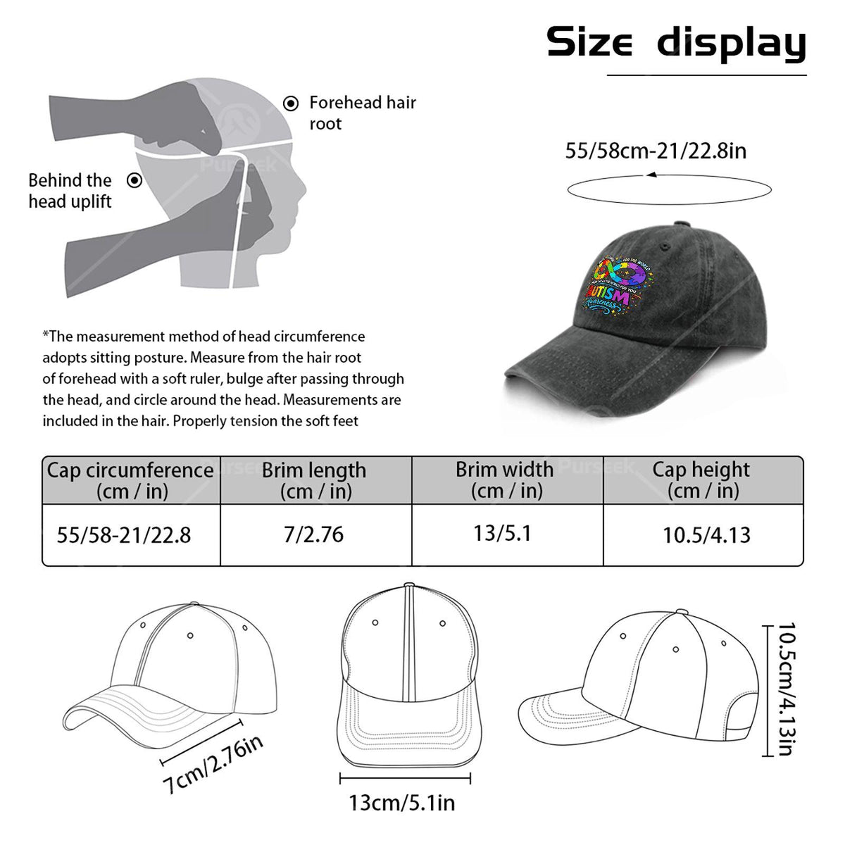 Autisms Awareness Infinitys Symbols Puzzle Neurodiversity Baseball Hat Unisex