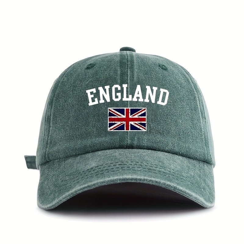 Flag-Pattern Printed Baseball Cap, Soft-Top Vintage Washed Cap, Adjustable Outdoor Sports Cap, Sweat-Absorbing And Breathable Sun Hat, Stylish Curved Brim Hat Suitable for Outdoor Sports, Travel And Vacations, a Gift for Friends And Family