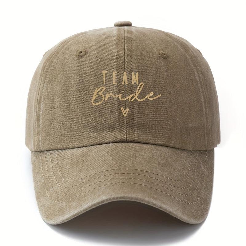 "TEAM Bride" Embroidered Baseball Cap - Stylish Black, Olive Green, Pink, And Navy Blue Options, Casual & Outdoor Lightweight Trucker Hat with Adjustable Snapback, Casual Headwear | Embroidered Design | Lightweight