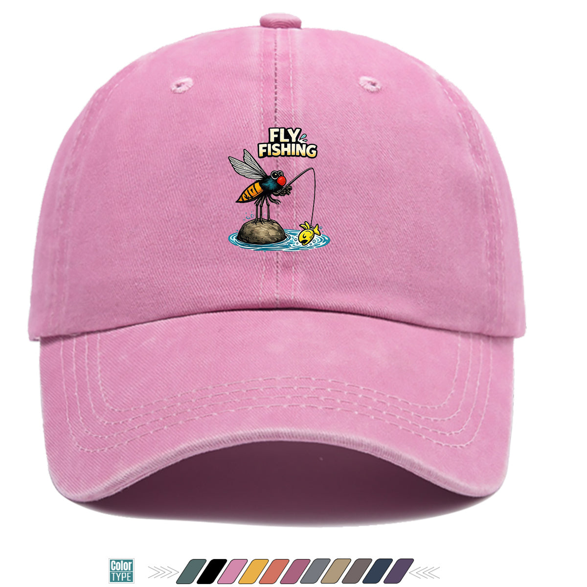 1pc Fun Insect Fishing Print Baseball Cap, Trendy Cartoon Pattern, Comfortable and Breathable Sun Hat, Stylish and  Unisex Design, Adjustable Size, Casual Streetwear Hat, Outdoor Fishing Hat, Travel and Vacation Hat, Versatile for Daily Outings