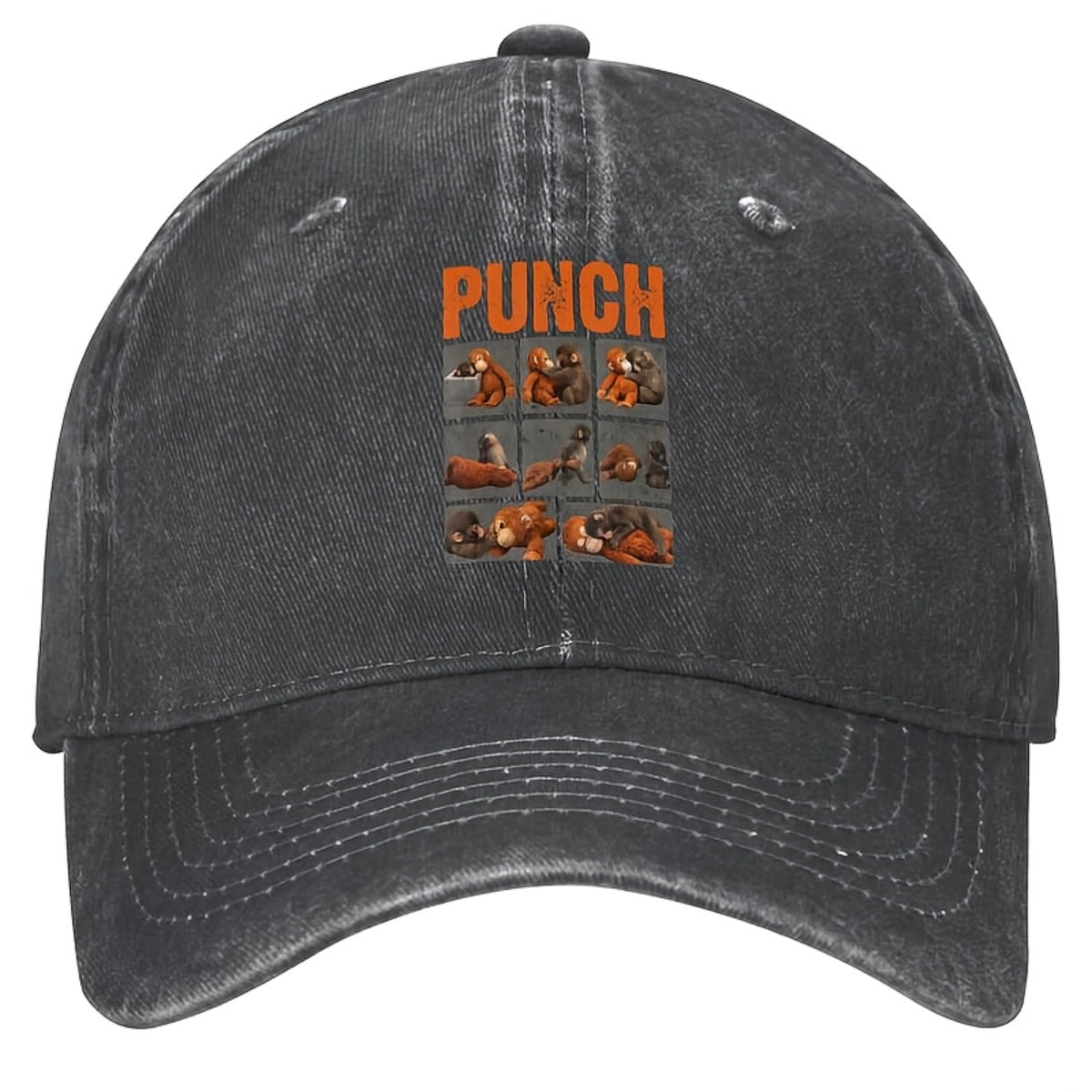 2026 Latest Model: A Baseball Cap That Makes Your Face Look Smaller, American Retro Style, Couple'S Matching Hat, Men'S Heavyweight Baseball Cap with Boxing Monkey Print - Suitable for K-Pop And Rock Fans, Unisex, Washed And Distressed