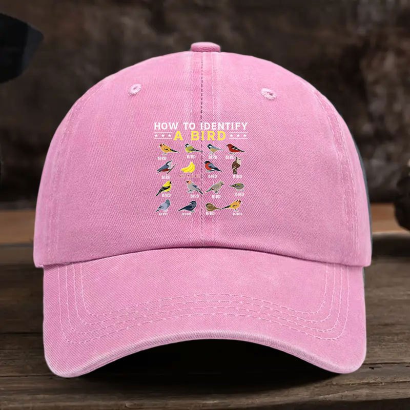 Vintage Washed Distressed Baseball Cap with Bird Print & Curved Brim - Suitable for Outdoor Activities, Fishing, Camping, Casual Wear, Suitable for Park Strolls, Curved Visor Hat for and Daily Use