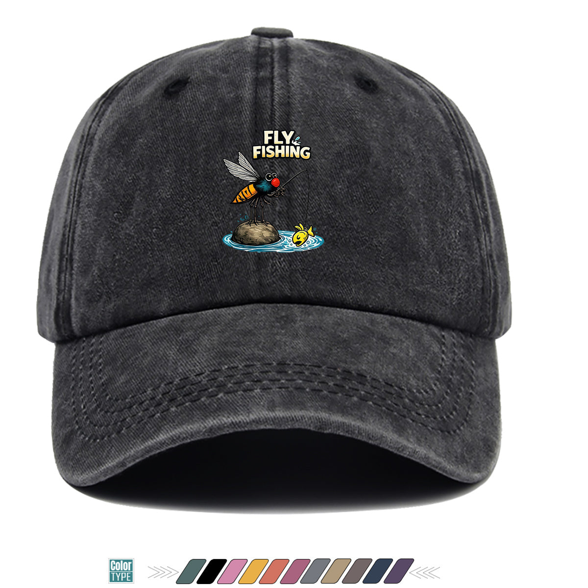 1pc Fun Insect Fishing Print Baseball Cap, Trendy Cartoon Pattern, Comfortable and Breathable Sun Hat, Stylish and  Unisex Design, Adjustable Size, Casual Streetwear Hat, Outdoor Fishing Hat, Travel and Vacation Hat, Versatile for Daily Outings