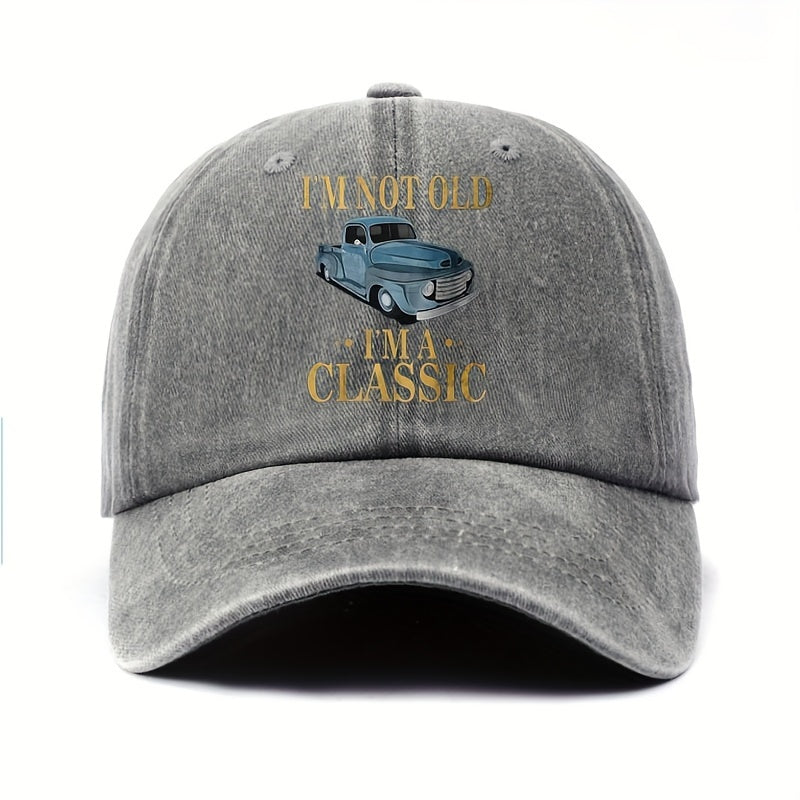 [I'M Not Old] Floral Men'S Washed Baseball Cap, Vintage Style Fashion Adjustable Outdoor Casual Sports Hat