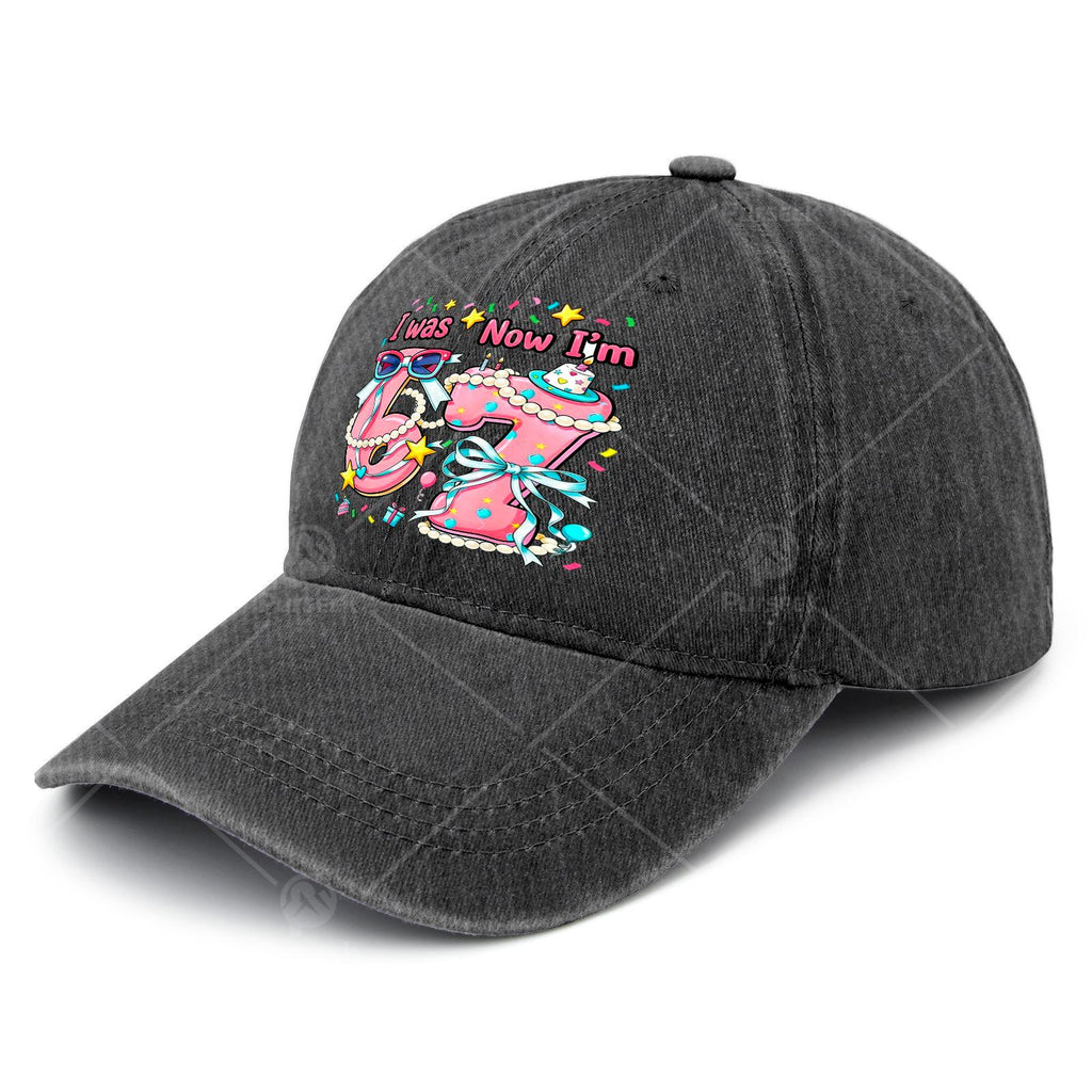 7th Birthday Girl I Was 6 Now Im 7 Year Old Girls Baseball Hat Unisex