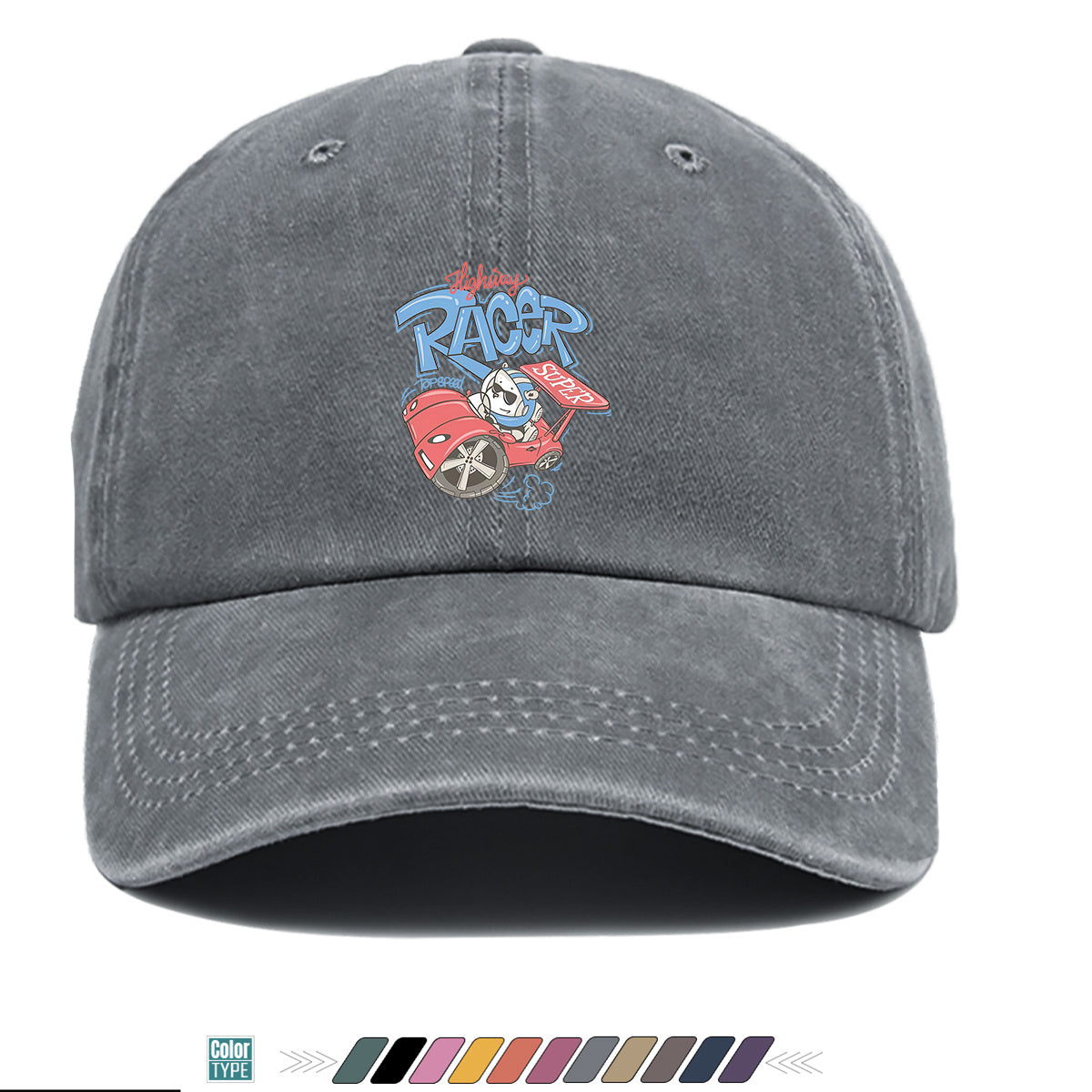 1pc "Highway Racer" Fun Cartoon Print Baseball Cap Panda Racer Pattern Sun Hat Fashion Trendy Duck Tongue Hat Unisex Adjustable Street Casual Hat Outdoor Sports Sun Hat Suitable for Daily Travel, Parties, Cycling