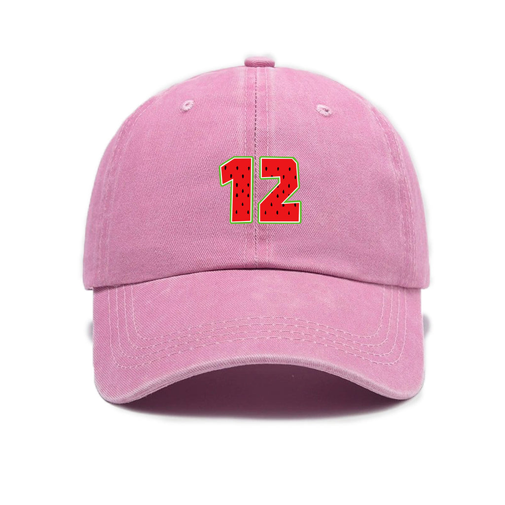 1 Washed Distressed Printed Baseball Cap for Adults, Simple Number 12 Print, Washed Distressed Soft Top Sun Baseball Cap, Unisex Versatile Baseball Cap