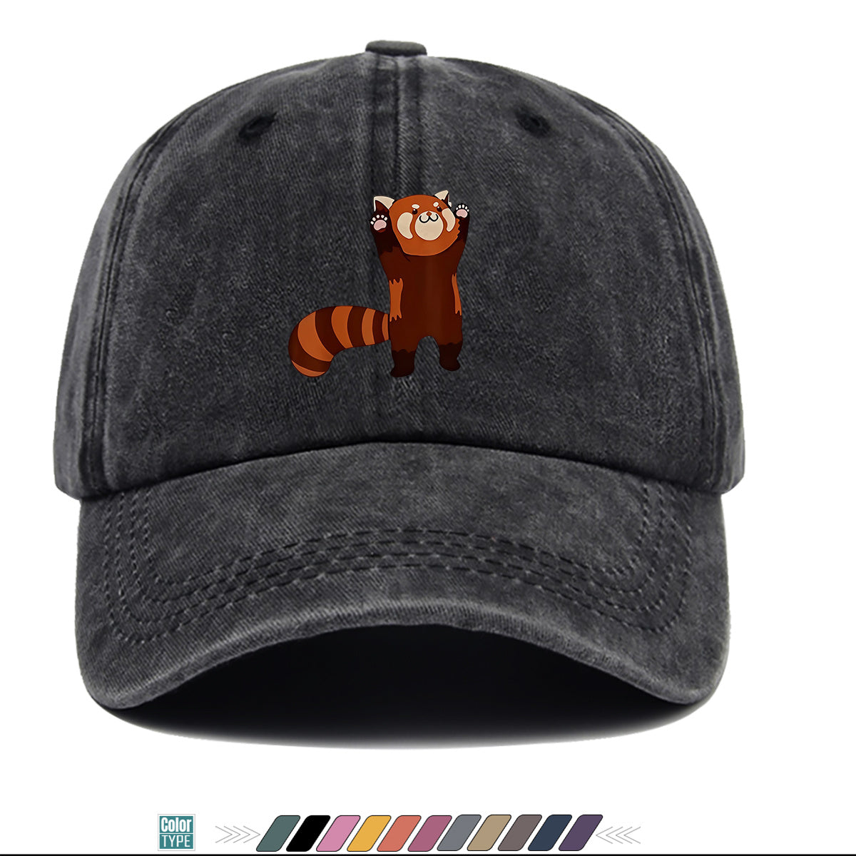 1pc Cartoon Red Panda Printed Baseball Cap, Cute Animal Pattern Sun Hat, Adorable Age-Reducing Fashion Hat, Unisex Adjustable Duckbill Cap, Couple Outing Hat, Casual Leisure Hat, Outdoor Play Sun Hat, Picnic Photography Hat, Bestie Matching Hat