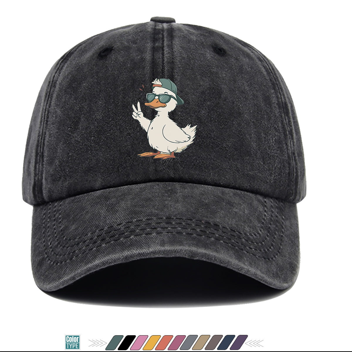 1pc Duck Print Baseball Cap with Fashion Glasses Suitable for Men & Women, Adjustable Unisex Hat with Duck, Hip-Hop Streetwear Cap for Outdoor, Daily Commuting, Matching Couple Gift, Trendy Birthday Present for And