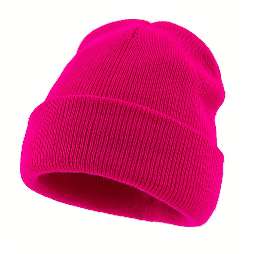 Outdoor Knit Hat Men'S Solid Color Winter Warm Elastic Large Premium Knit Hat Men Women Warm Cold-Proof Cap Easy