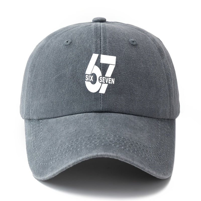 Unisex, Fashionable And Versatile Printed SIX SEVEN Baseball Cap, Classic Retro Washed Outdoor Lightweight Curved Brim Cap, Trucker Baseball Cap, Suitable for Outdoor Vacations, Travel, Camping, And Other Casual Occasions, Hip-Hop Cap for Holi