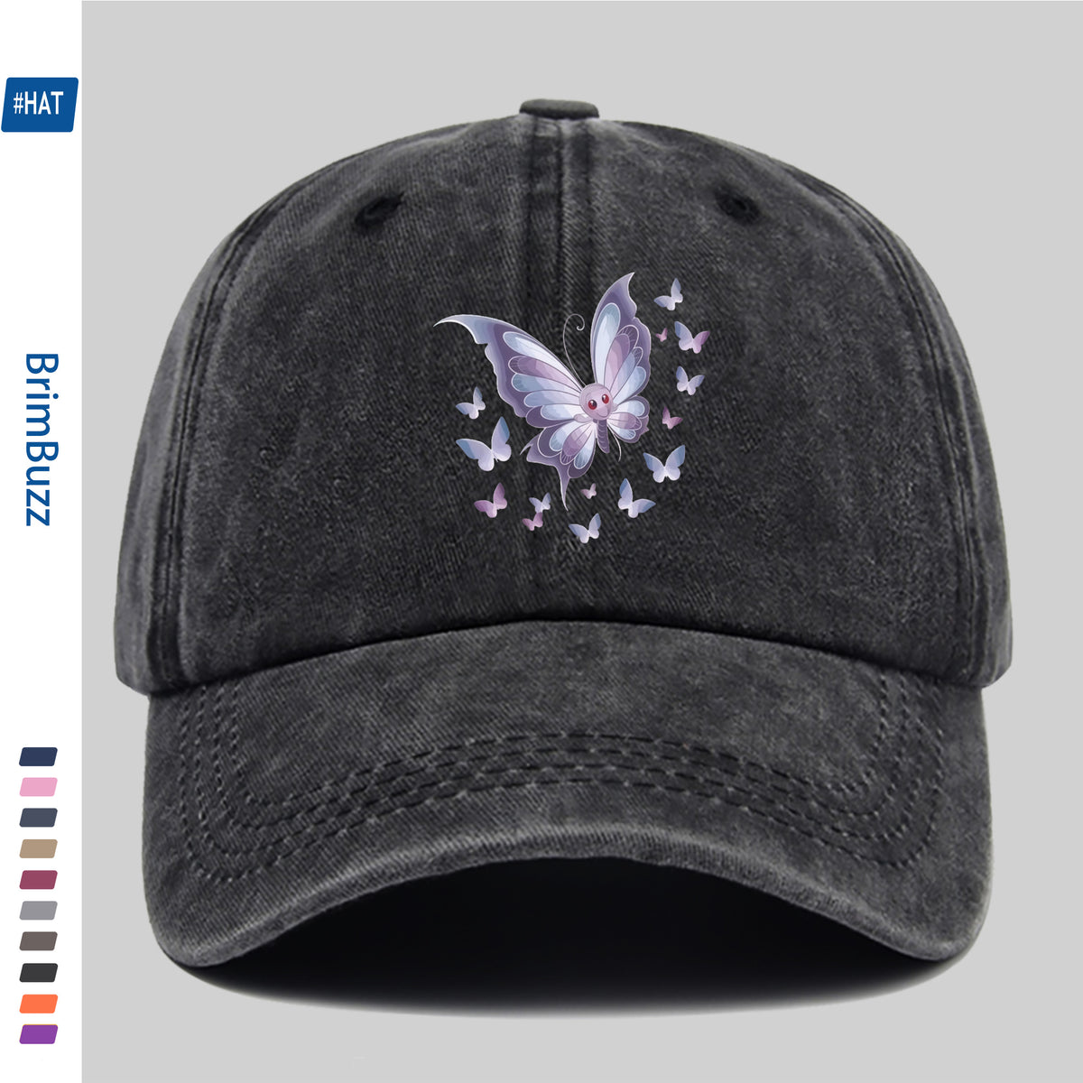 1 Butterfly Print Trucker Hat, Suitable for Travel, Outdoor Activities, and Daily Wear- Adjustable Snapback Hat with Butterfly Pattern, Lightweight and Unisex, Vintage Baseball Cap, Suitable for the Beach, Cycling, Parties, and Casual Wear(hand Was