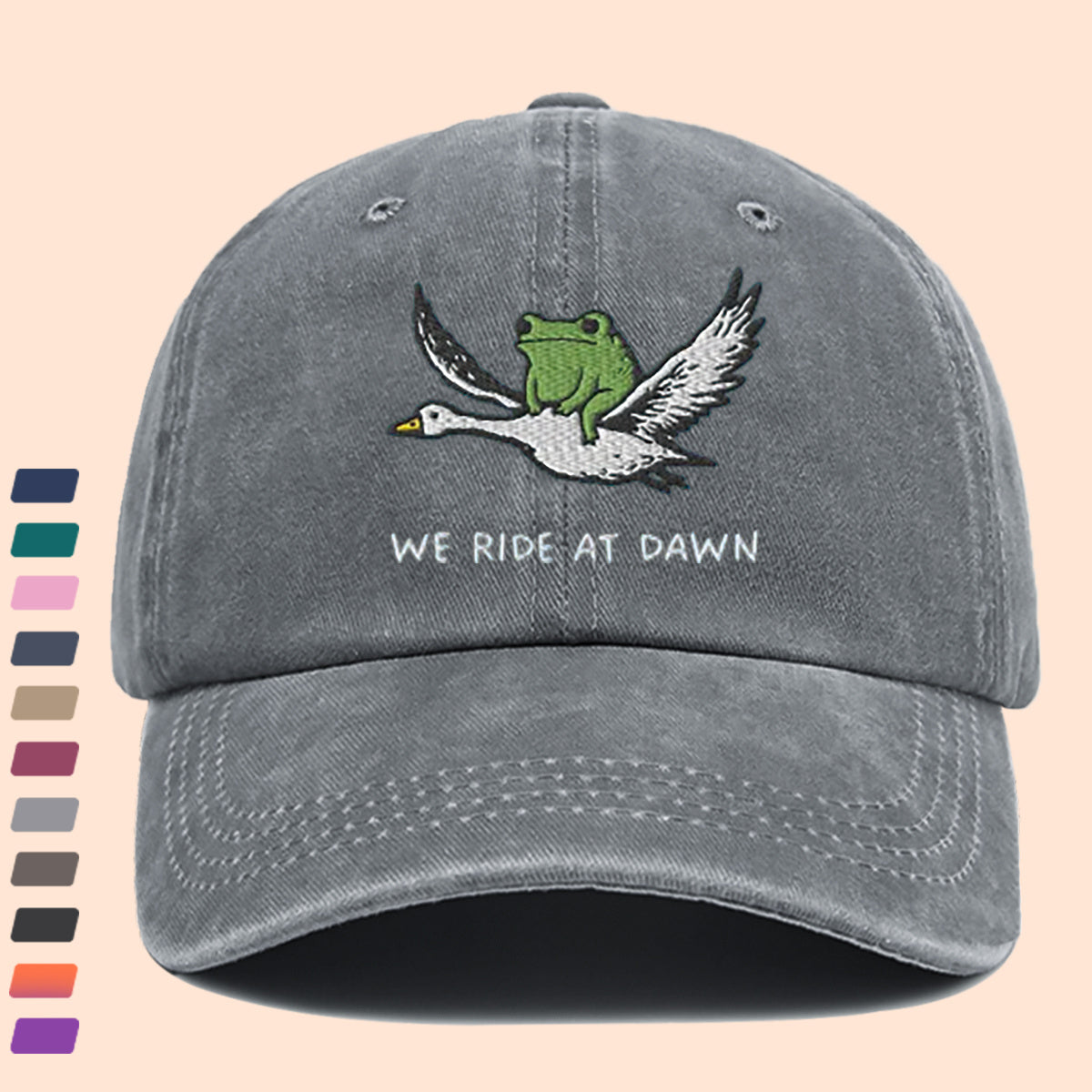 1pc Frog Riding a Goose Printed Flat Print Baseball Cap, Slimming When Worn. Stylish and Unique, Adjustable Size, Suitable for Both Men and Women. Ideal for Outdoor Activities, Vacations, Parties, Cycling, Daily Outings, or as a Holiday Gift.