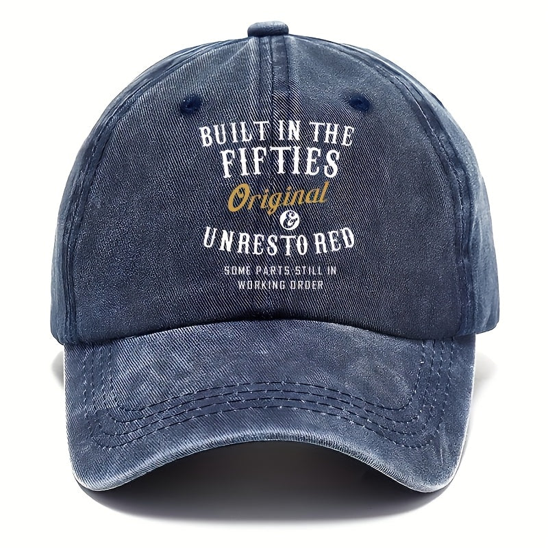 A Vintage-Style Printed Distressed Dad Hat, a Unisex Baseball Cap, a Moisture-Wicking Baseball Cap