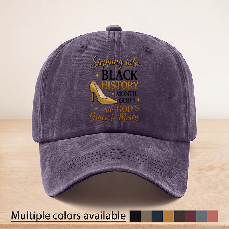 Casual Style Black History Month God's Grace and Mercy Printed Baseball Cap, Adjustable Strap, June 16th Memorial Day Baseball Cap, Suitable for All Seasons, Lightweight and Breathable, Sun, Essential for Outdoor Sports, Fishing, Picnics,