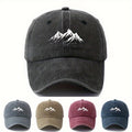 Men's Printed Mountain Peak Baseball Cap, Classic Style Outdoor Adventure Matching Curved Brim Hat, Men's Outdoor Lightweight Duckbill Cap, Trucker Baseball Cap.