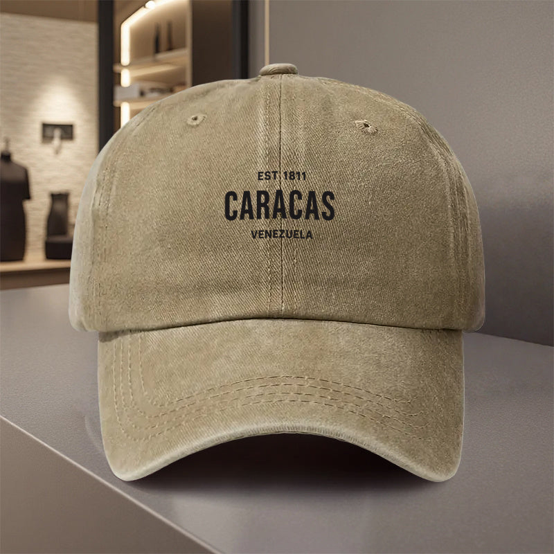 1 Caracas Venezuela Vintage Baseball Cap - Adjustable Snapback Hat with Traditional Venezuelan Design, Lightweight Polyester for Men and Women, Suitable for Outdoor Sports, Travel, Casual and Formal Occasions - Comfortable, Breathable, and Durable