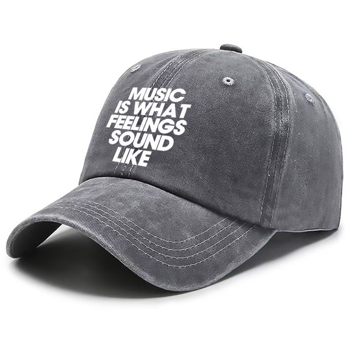 1 Music Print Cap, Women's Outdoor Style Hat, Men's Beach Hat, Washed Baseball Cap, Breathable Washed Cap, Adjustable DAD Cap, Suitable for Outdoor Activities and Parties, for Personal Use or as a Birthday Gift