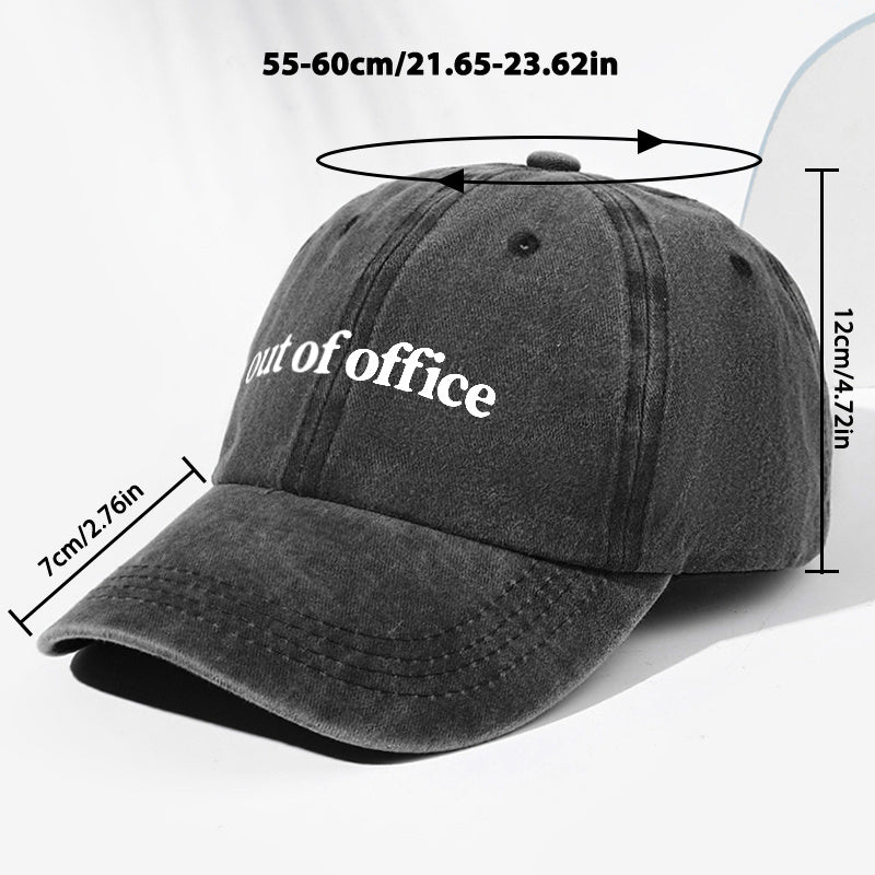 Unisex "Out of Office" Letter Print Washed Vintage Baseball Cap, Fashionable Sun Outdoor Hat for Men and Women, Adjustable Trucker Hat Suitable for All Seasons and Daily Wear