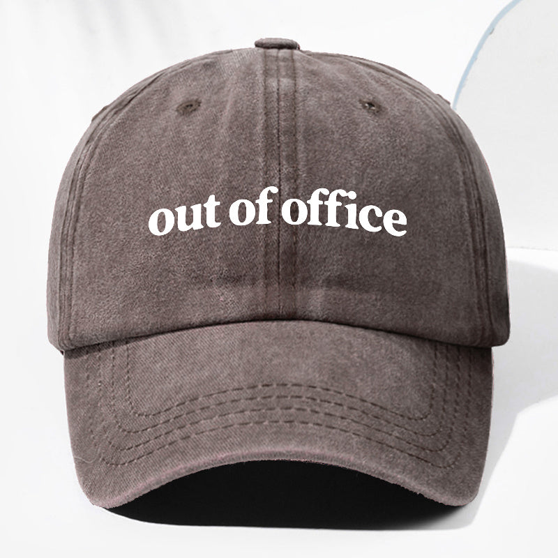 Unisex "Out of Office" Letter Print Washed Vintage Baseball Cap, Fashionable Sun Outdoor Hat for Men and Women, Adjustable Trucker Hat Suitable for All Seasons and Daily Wear