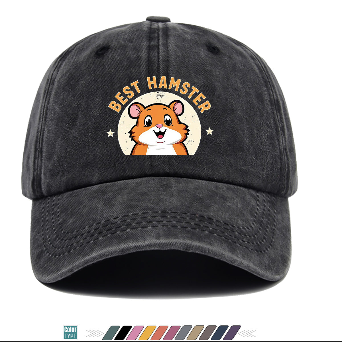 1pc "Best Hamster" Cartoon Hamster Print Baseball Cap, Cute And Playful Sun Hat, Fashionable Casual Unisex Hat, Adjustable Size, Daily Hat, Couple Outing Hat, Suitable for Park Play, Easy Dressing, Shopping, Hiking, Outdoor Picnic