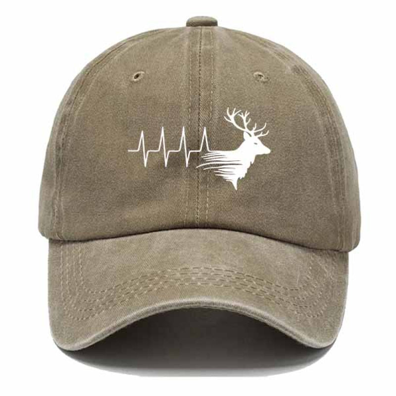 Casual Baseball Cap Featuring a Deer Head EKG Line, Perfect for Outdoor Everyday Wear