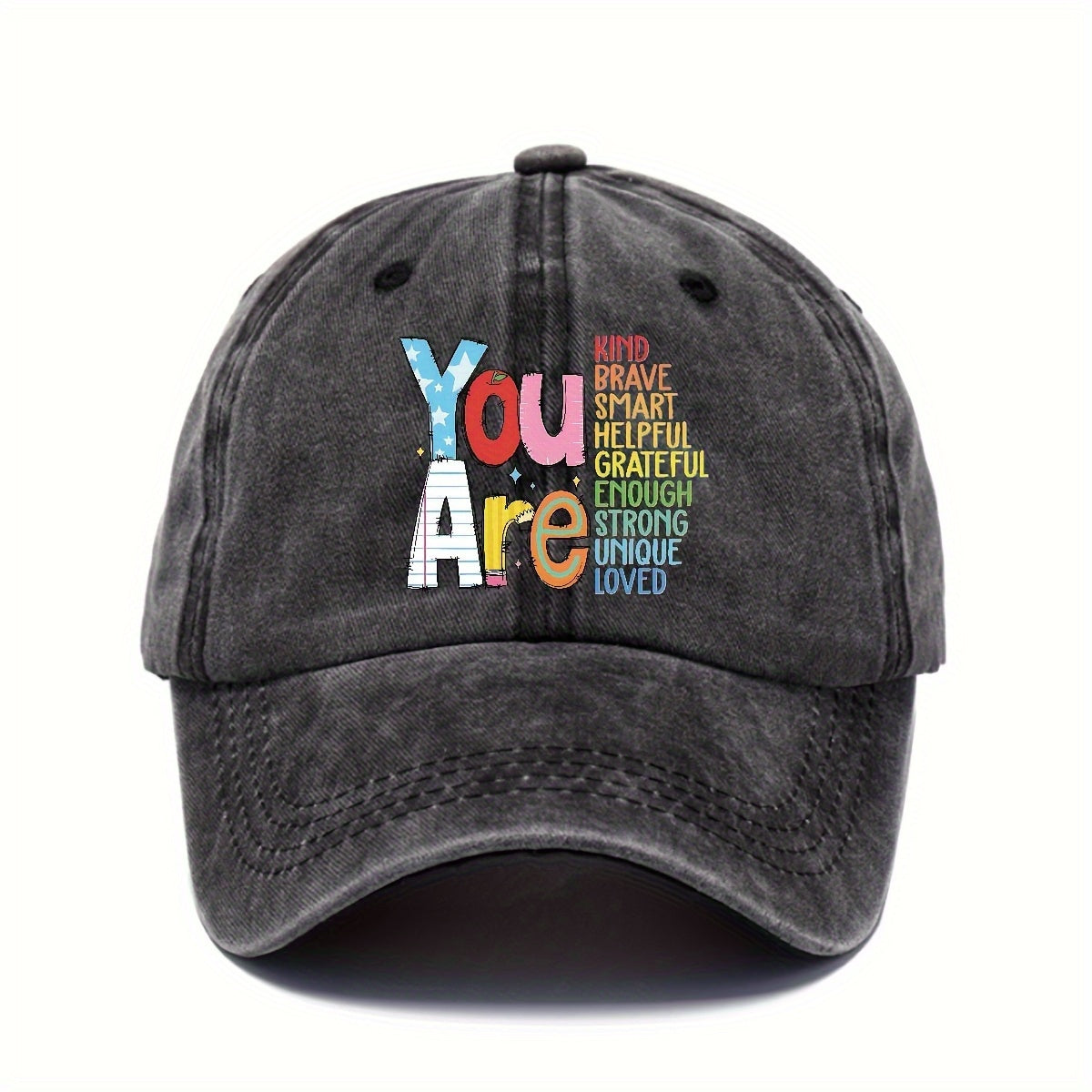 1 Adjustable Casual Baseball Cap for Women - Embossed "YOU ARE" Motivational Design with Inspirational Words,, Durable Digital Print, Outdoor Camping & Sports, Ideal Gift, Embossed Texture, Sports Accessory, Trendy Hat, Breathable Fabric, Print Hat, Sport